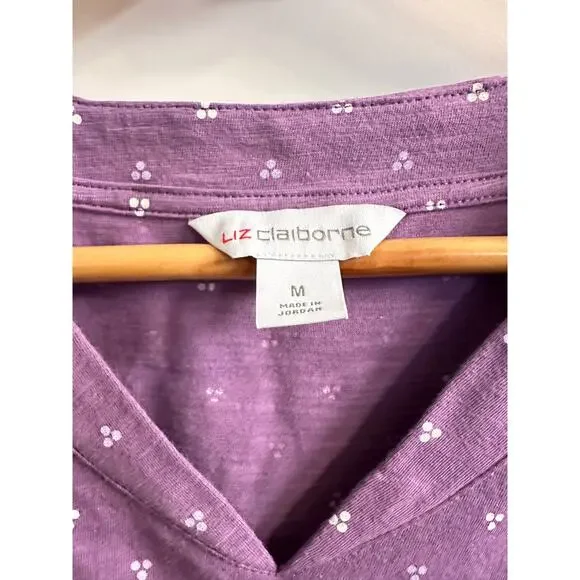 Liz Claiborne Womens M Purple PH Short Sleeved Top - Picture 6 of 6
